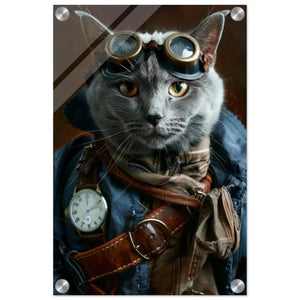Schoolposter - Chartreux Katze, Steampunk-Outfit, Plexiglasdruck | St Tropez Art