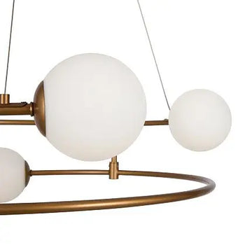 Pendant Lamp Gold-coloured Metal Frame 4 Amber Glass Ovals 4×E14 40W – Balance | Maytoni