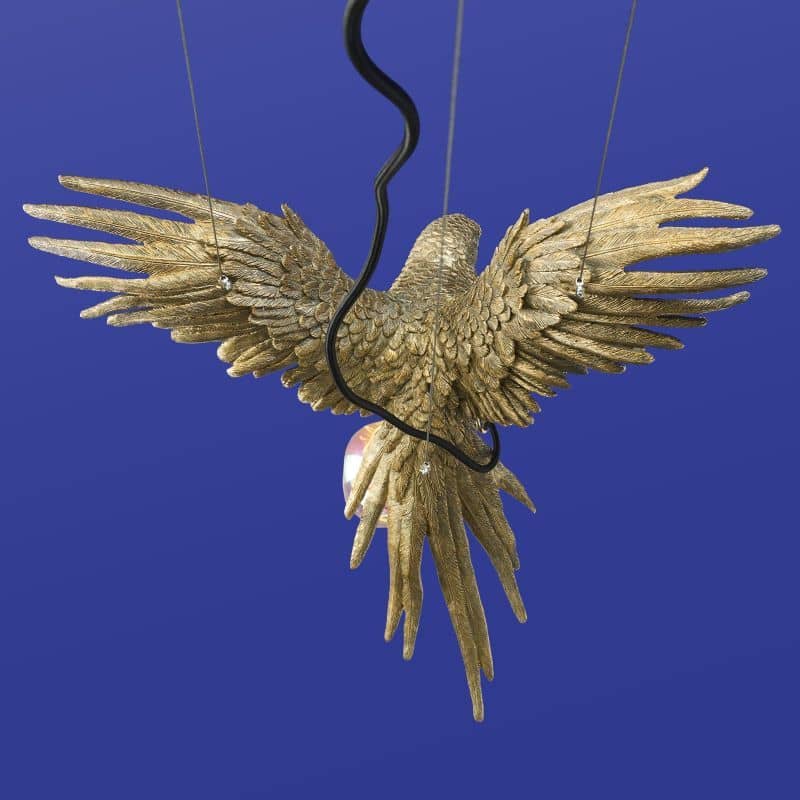 Ceiling Light – Sculptural Design, Exotic Animal Motif, Polyresin Construction, Golden Finish – Parrot Percy | WERNS
