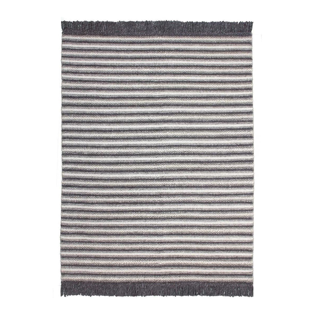 Teppich – Flachgewebe Struktur, Streifenmuster Design, Fransen Design, 120 x 170 cm - Natura 310 | Kayoom