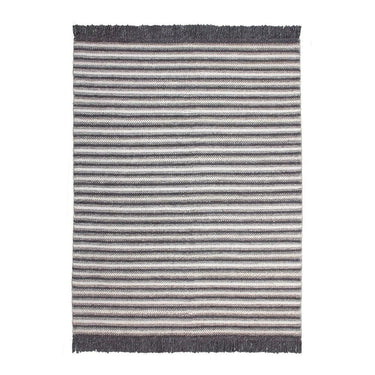 Teppich – Flachgewebe Struktur, Streifenmuster Design, Fransen Design, 80 x 150 cm - Natura 310 | Kayoom