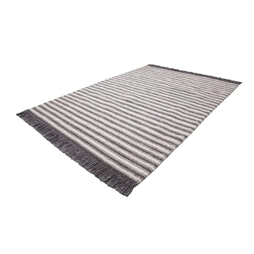 Teppich – Flachgewebe Struktur, Streifenmuster Design, Fransen Design, 120 x 170 cm - Natura 310 | Kayoom