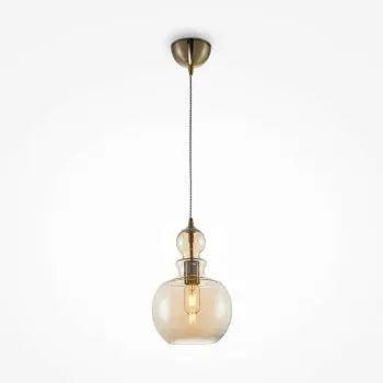 Pendant lamp with bronze metal frame and amber glass shade in a modern design - Tone | Maytoni