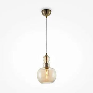 Pendant lamp with bronze metal frame and amber glass shade in a modern design - Tone | Maytoni