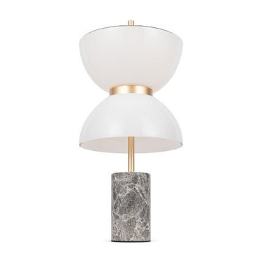Tischleuchte grauer Marmorsockel, goldener Metallarm & weißer Glasdiffusor – Kyoto | Maytoni - Esszett Luxury | Stilvolles Wohnen mit Charakter