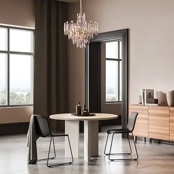 Pendant light with a gold metal frame and architectural crystal cut in a modern design - Flare | Maytoni