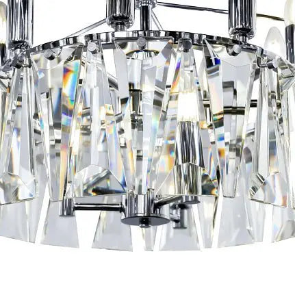 Pendant Lamp with Chrome-Plated Metal Frame and Tiered Crystal Elements (12 × E14) – Puntes | Maytoni