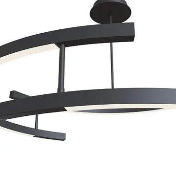Pendant light with black aluminum round frame, integrated LED and opal diffuser (3 × 52 W, 2000 lm, 3000 K) – Line | Maytoni