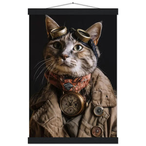 Schulposter - Korat-Katze-Motiv, mattes FSC-zertifiziertes Papier, Magnet-Holzleisten aus Kiefernholz, magnetische Holzdübel oben & unten | St Tropez Art