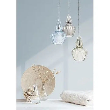 Pendant light with nickel finish and blue glass flower in a modern design - Eustoma | Maytoni