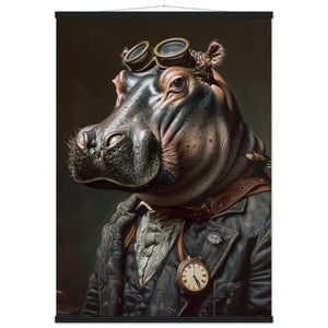 Schulposter – Nilpferd, Steampunk-Outfit, antike Taschenuhr | St Tropez Art