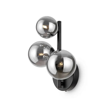 Wall light with matte black finish and smoke-chrome glass spheres – Dallas | Maytoni