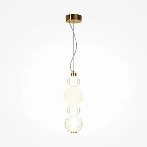 Pendant light with a gold-colored metal base and geometrically structured glass in a modern design – Collar | Maytoni