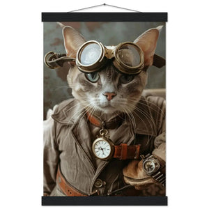 School Poster - Singapura Cat, Steampunk Outfit, Glasses | St Tropez Art