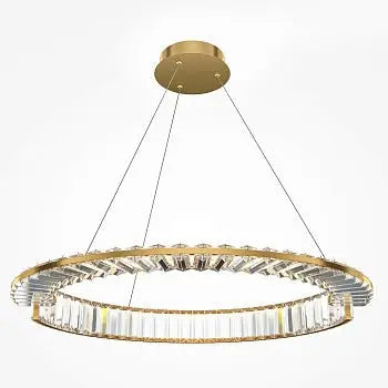 Pendant lamp with brass finish and asymmetrical crystal decoration in a luxurious design – Krone | Maytoni