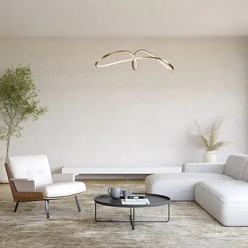 Pendant lamp made of gold-colored rectangular frame with crystal diffusers and LED – Curve | Maytoni