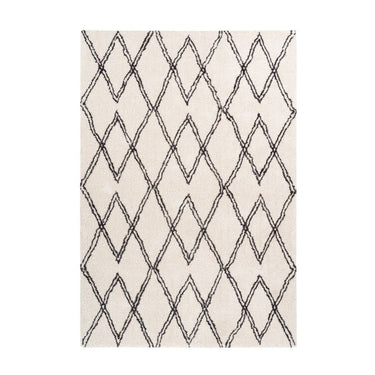Teppich – Hochflor Design, Geometrisches Linienmuster, Elfenbein Farbton, 80 x 150 cm - Orlando 325 | Kayoom