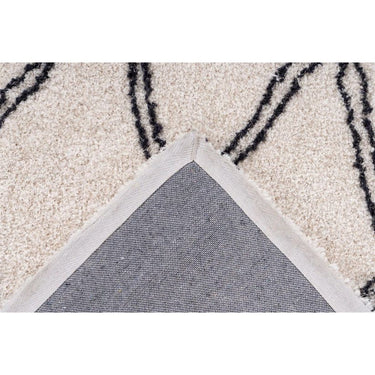 Teppich – Hochflor Design, Geometrisches Linienmuster, Elfenbein Farbton, 80 x 150 cm - Orlando 325 | Kayoom