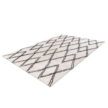 Teppich – Hochflor Design, Geometrisches Linienmuster, Elfenbein Farbton, 200 x 290 cm - Orlando 325 | Kayoom