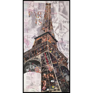 Wandbild – Eiffelturm Motiv, Papiercollage, Zedernholzrahmen - Eiffelturm I | Kayoom