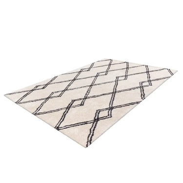 Teppich – Hochflor Design, Diamantgitter Muster, Elfenbein Farbton, 200 x 290 cm - Orlando 125 | Kayoom