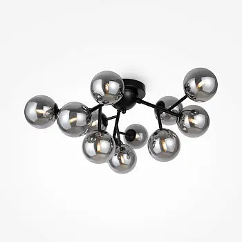 Deckenleuchte – Schwarzes Metall, 12-flammiges Design, Glasschirme - Dallas | Maytoni