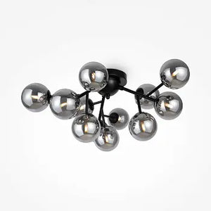 Deckenleuchte – Schwarzes Metall, 12-flammiges Design, Glasschirme - Dallas | Maytoni