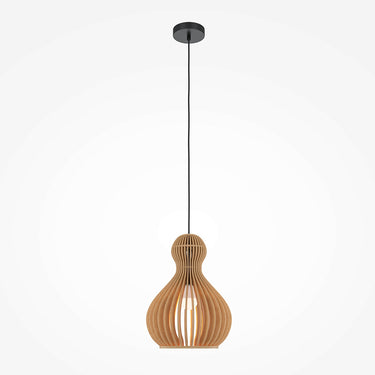 Pendant Lamp Black Metal & Wood Modern Design & Integrated LED – Roots | Maytoni