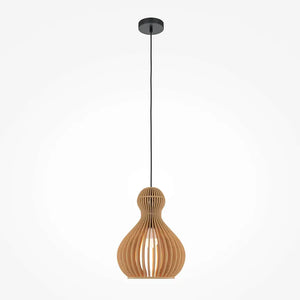 Pendant Lamp Black Metal & Wood Modern Design & Integrated LED – Roots | Maytoni