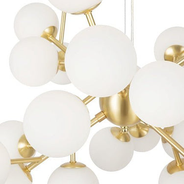 Pendelleuchte mit goldenem Metallrahmen und weißen Glaskugeln im modernen Design – Dallas | Maytoni - Esszett Luxury | Stilvolles Wohnen mit Charakter