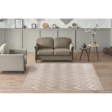Teppich – Polyester Flor, Beige Farbgebung, Grafisches Muster, 160 x 230 cm - Sarai 225 | Kayoom