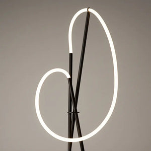 Floor lamp black-gold arch-shaped body with LED - MOD369FL-L36B3K | Maytoni