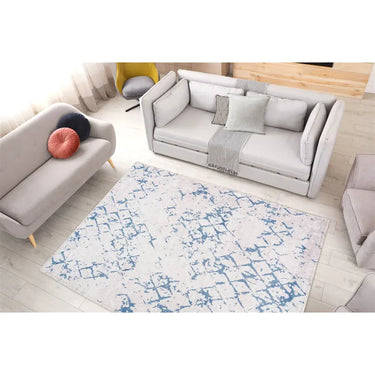 Teppich – Vintage Muster, Blaues Printdesign, Flachflor Design, 80 x 150 cm - Person 425 | Kayoom