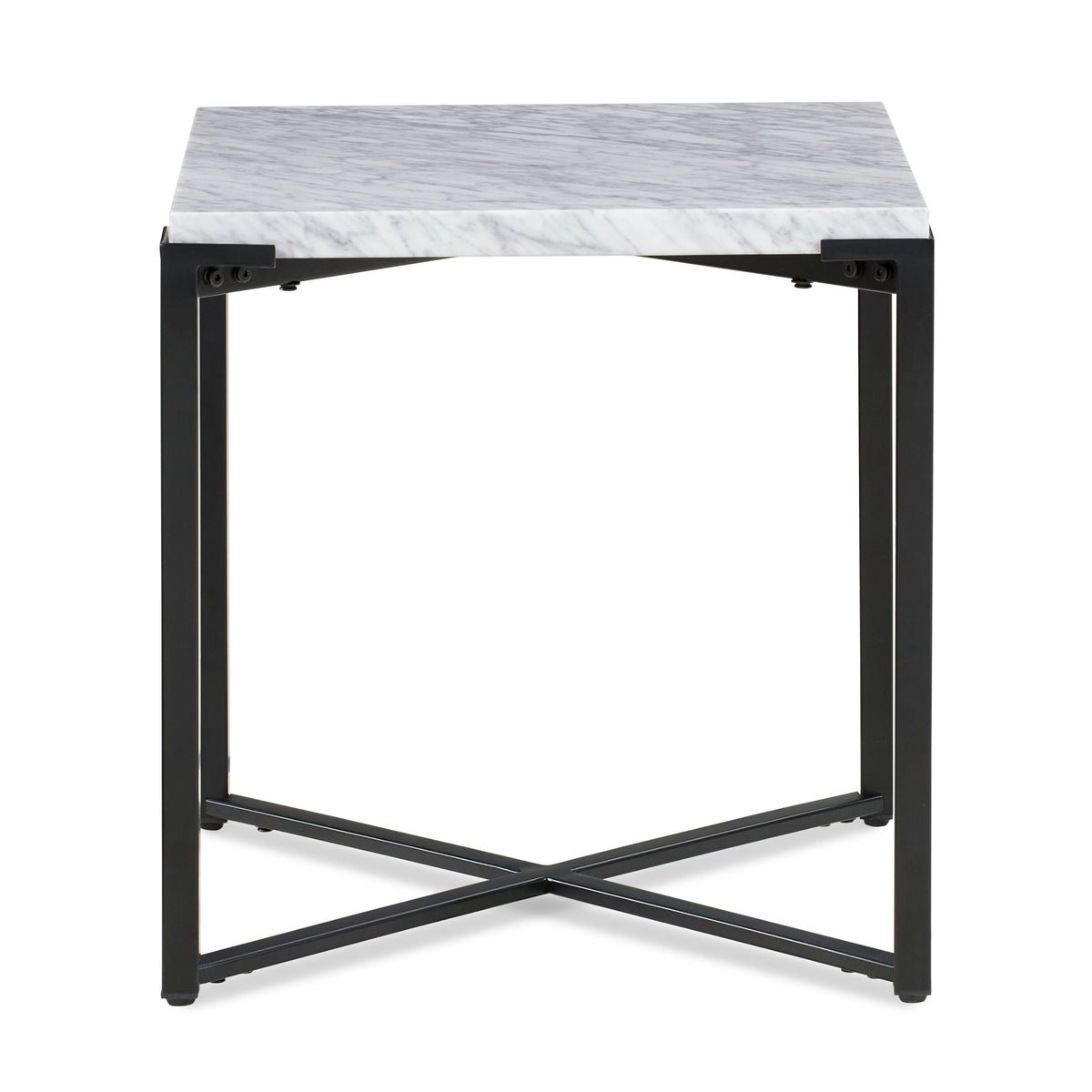Beistelltisch – Carrara Marmor, Stahlgestell, Mattschwarz - Saxon | Modus Furniture International