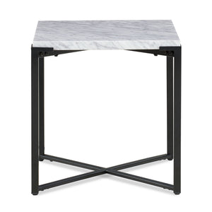 Beistelltisch – Carrara Marmor, Stahlgestell, Mattschwarz - Saxon | Modus Furniture International