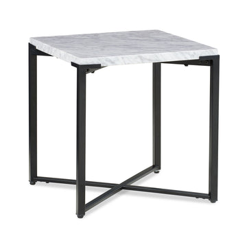 Beistelltisch – Carrara Marmor, Stahlgestell, Mattschwarz - Saxon | Modus Furniture International