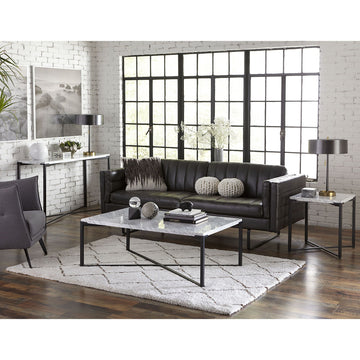 Beistelltisch – Carrara Marmor, Stahlgestell, Mattschwarz - Saxon | Modus Furniture International
