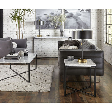 Beistelltisch – Carrara Marmor, Stahlgestell, Mattschwarz - Saxon | Modus Furniture International