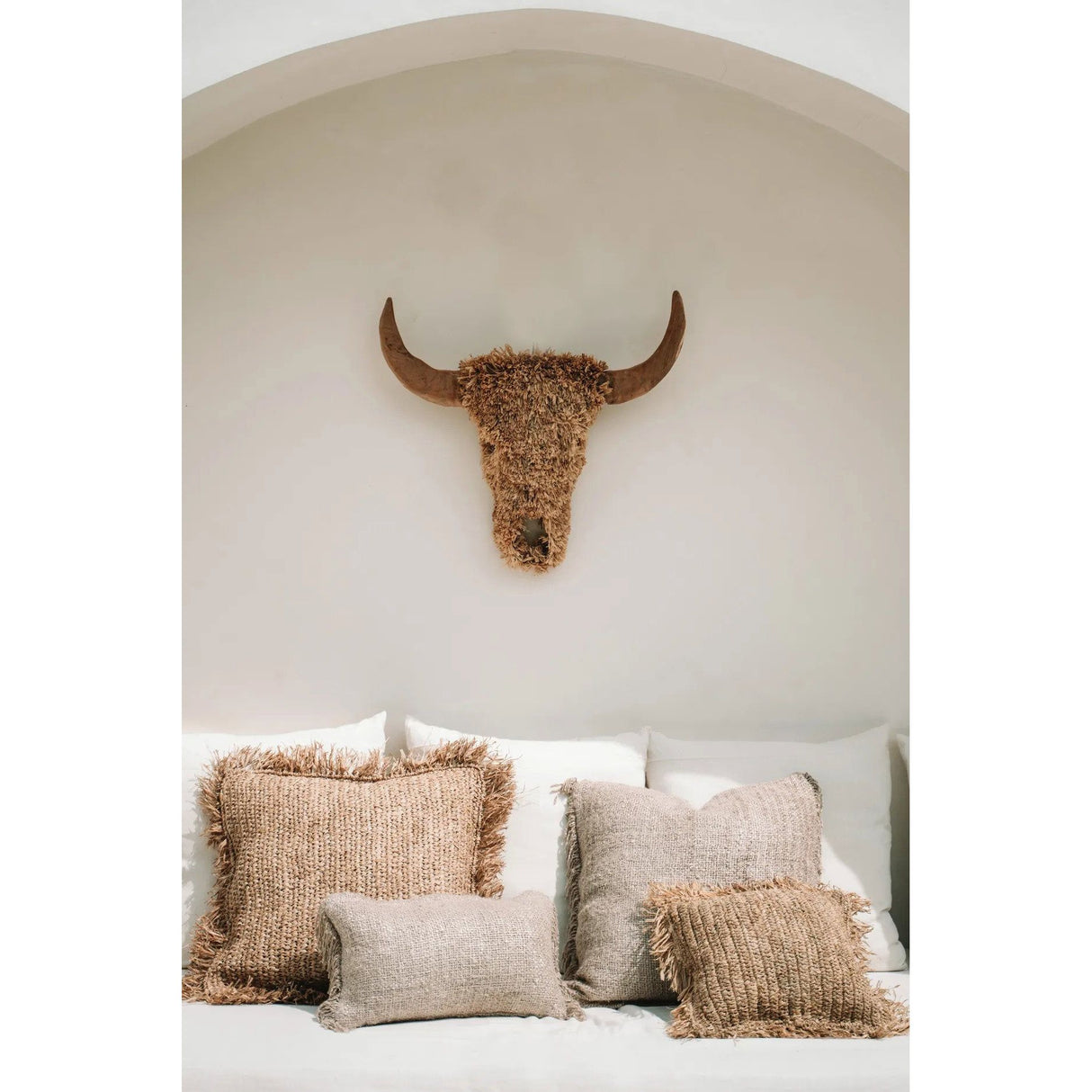 Kissenbezug – Handgewebte Raffia, Natürliche Struktur, Boho-Design - Raffia | Bazar Bizar Antwerp