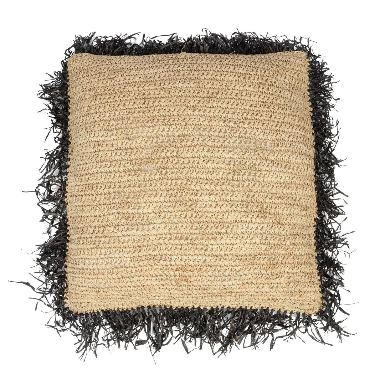 Cushion Cover – Hand-Woven Raffia, Natural Texture, Boho Design | Bazar Bizar Antwerp