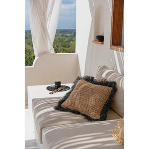 Cushion Cover – Hand-Woven Raffia, Natural Texture, Boho Design | Bazar Bizar Antwerp