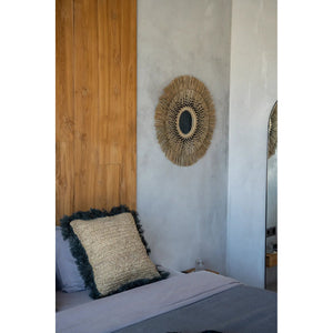 Cushion Cover – Hand-Woven Raffia, Natural Texture, Boho Design | Bazar Bizar Antwerp