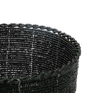 Korb – Perlen Material, Dekorative Form, Schwarze Farbe, M - Beaded | Bazar Bizar Antwerp