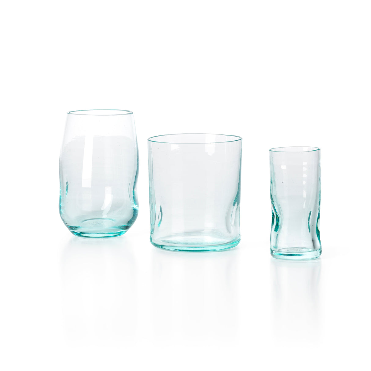 Trinkglas – Recyceltes Glas, Fingerrillen Design, Natürliche Farbe – On the Rocks | Bazar Bizar Antwerp