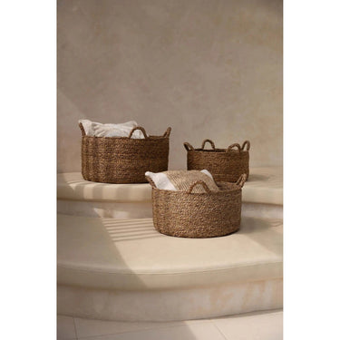 Basket - Woven Seagrass, Four Handles, Boho Style, S - Quatre Mains | Bazar Bizar Antwerp