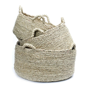 Korb – Seegras Material, Viergriff Design, Natürliche Farbe, S – Les Quatre Mains | Bazar Bizar Antwerp