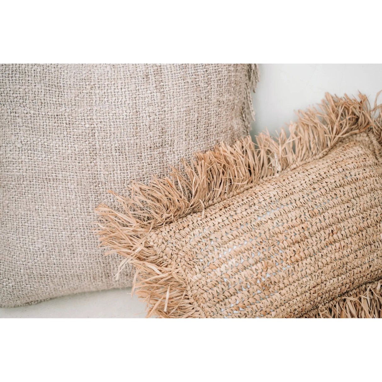 Kissenbezug – Bast Material, Rechteckiges Design, Strukturierte Oberfläche, 30x50 - Raffia | Bazar Bizar Antwerp