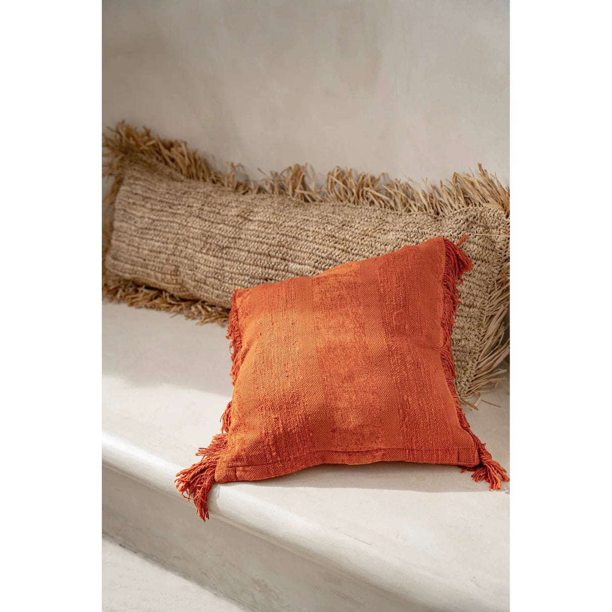 Pillow Cover – Handwoven Raffia, Natural Texture, Boho Design – Raffia | Bazar Bizar Antwerp
