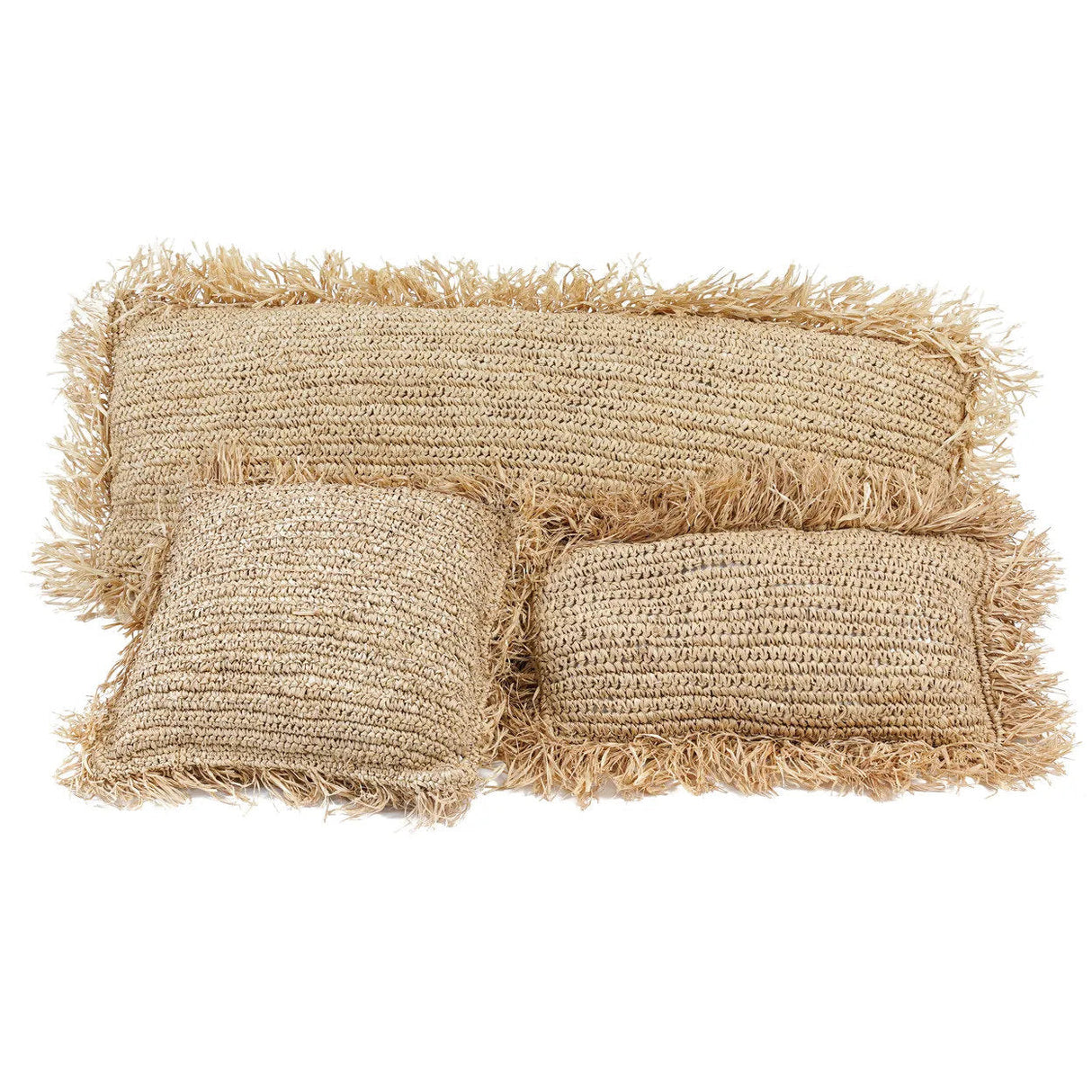 Pillow Cover – Handwoven Raffia, Natural Texture, Boho Design – Raffia | Bazar Bizar Antwerp