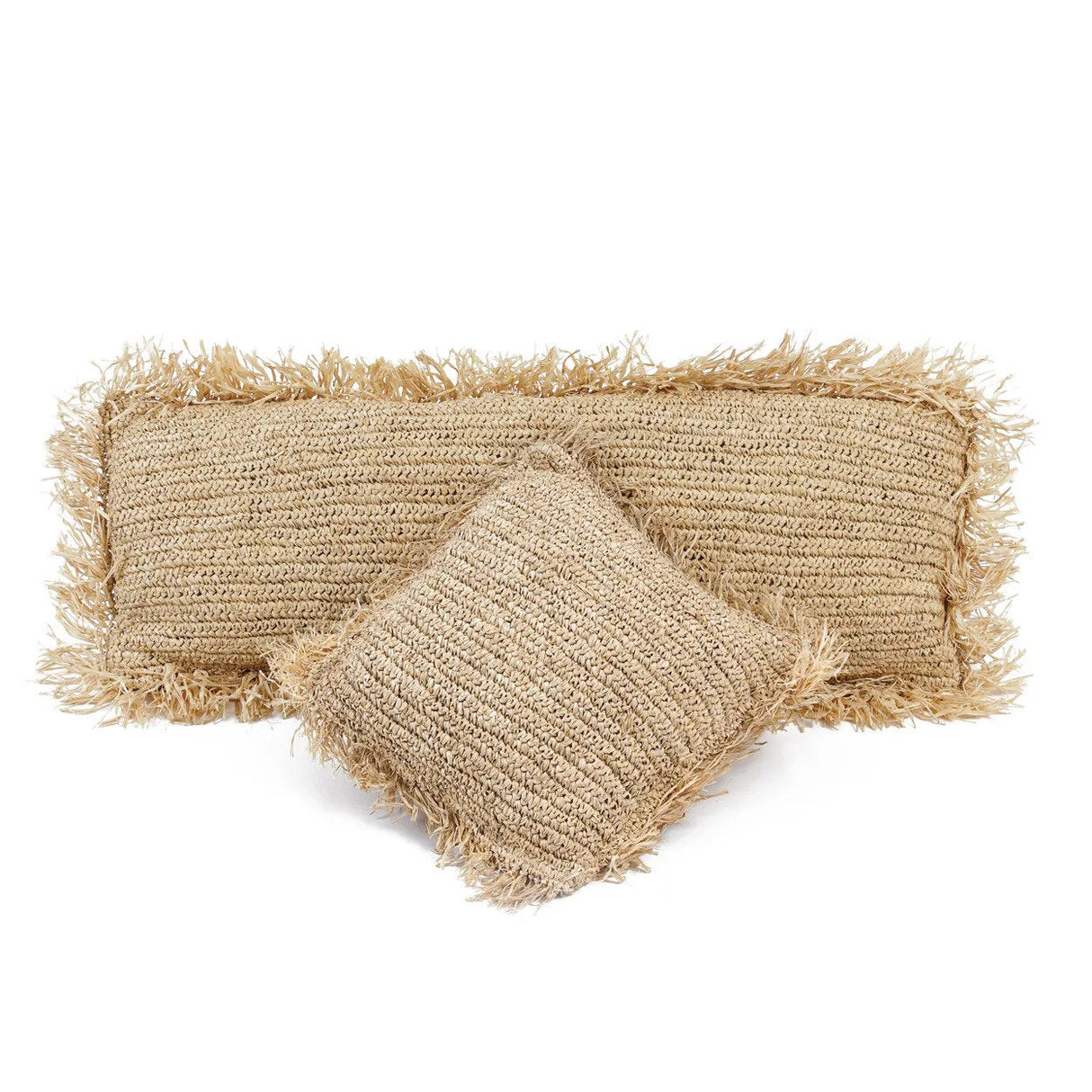 Pillow Cover – Handwoven Raffia, Natural Texture, Boho Design – Raffia | Bazar Bizar Antwerp